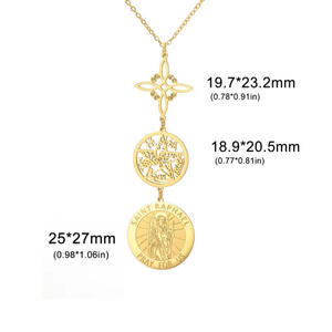 Collier pendentif triple protection en gros, nœud de sorcière, pentagramme, tétragrammaton, Saint-Benoît, acier inoxydable, amulette spirituelle - Product Image 4