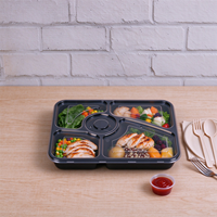 Conteneurs alimentaires jetables en gros à 5 compartiments pour la restauration, boîtes à lunch en plastique PP de qualité alimentaire pour emporter, emballages bento