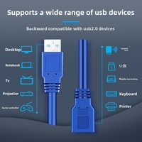 Kabel Ekstensi USB 3.0 Tipe-A Male ke Tipe-A Female Transfer Data Kecepatan Tinggi Berpelindung Mesh Tembaga Bebas Oksigen untuk Komputer