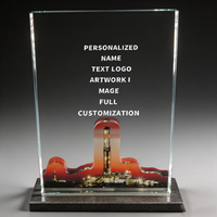 Trophée en cristal Neelpure 130997 avec motif imprimé de plateforme pétrolière et base en métal noir pour les récompenses d'entreprise du secteur de l'énergie