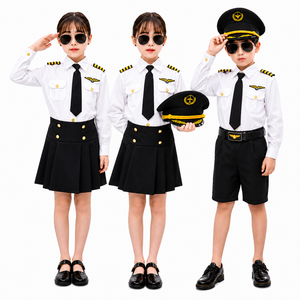 Ensemble <span class=keywords><strong>de</strong></span> <span class=keywords><strong>costume</strong></span> <span class=keywords><strong>de</strong></span> <span class=keywords><strong>pilote</strong></span> pour enfants, tenue <span class=keywords><strong>de</strong></span> cosplay <span class=keywords><strong>de</strong></span> capitaine <span class=keywords><strong>de</strong></span> <span class=keywords><strong>ligne</strong></span> aérienne, chemise, jupe, short, chapeau, lunettes <span class=keywords><strong>de</strong></span> soleil, robe <span class=keywords><strong>de</strong></span> jeu <span class=keywords><strong>de</strong></span> rôle pour enfants - Product Image 1