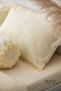 Light Yellow Stone Washed 100% Cotton Pillow cover Wholesale For Home Hotel Eco-Friendly Soft Skin-Safe - Product Image 2