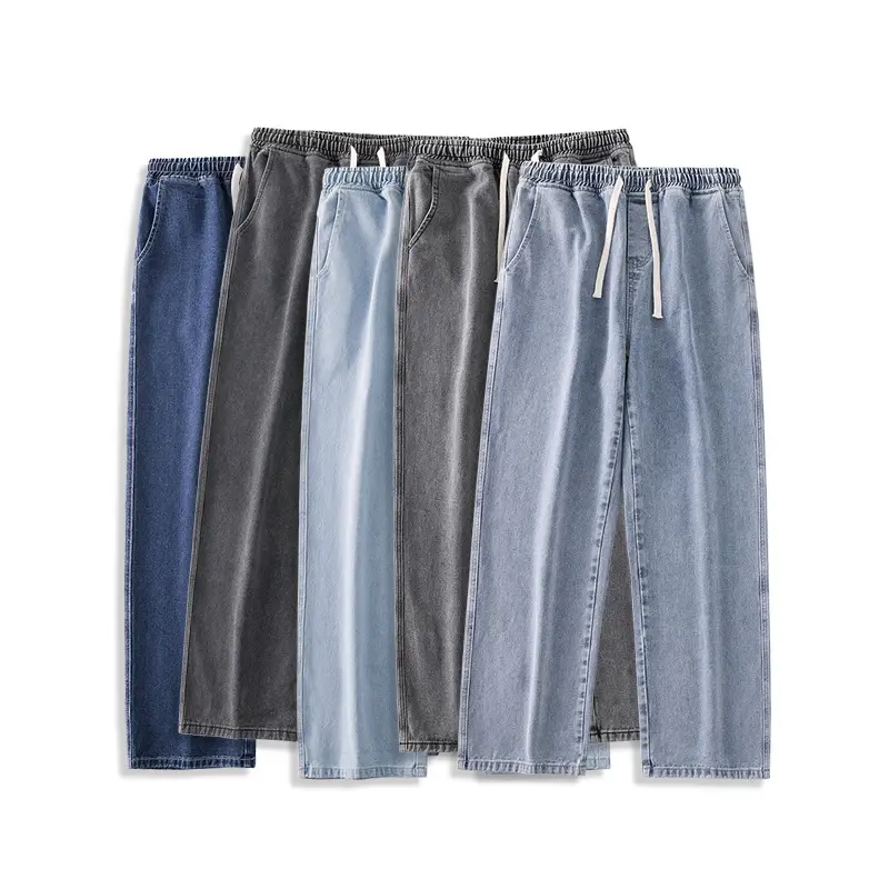 Cao Bồi Miền Tây thời trang xếp chồng lên nhau denim jeans người đàn ông bán buôn rất nhiều Cổ Phiếu Chất lượng cao màu xanh rộng chân Y2K jeans ban đầu cho nam giới