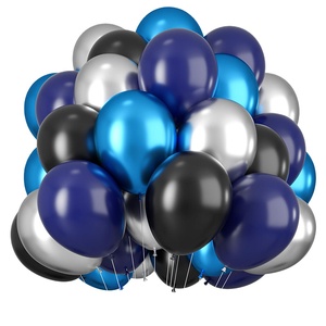 Set de 30 Globos de Helio Azul Marino, Negro y Plateado de 12 Pulgadas para Fiestas de Halloween, Cumpleaños, Baby Showers y Graduaciones - Product Image 1