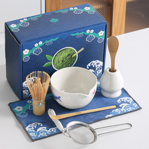 Juego de Batidor de Huevos de Cerámica Pintado a Mano Estilo Japonés NEWELL Whale, Cuchara de Bambú, Colador, Juego de 7 Piezas, Nuevo Juego de Té Matcha de Estilo <span class=keywords><strong>Chino</strong></span> - Product Image 2
