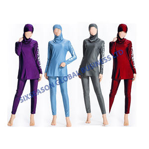 Ensemble de bikini taille haute personnalisé 2 pièces, maillot de bain de fitness pour hommes, maillot de bain de plage, islamique, halal, imperméable, écologique - Product Image 1