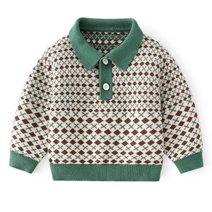 Pull en tricot à col polo style coréen pour garçons, pull épais pour bébé, vêtements en tricot pour enfants, automne-hiver - Product Image 3