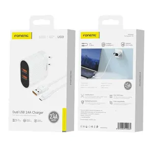 Foneng顶级销售批发US01套件双端口便携式充电器5v 2.4A手机充电器