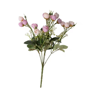 Vente en gros 15 têtes faites à la main en soie artificielle Rose Bouquet Nouvel An Noël mariage maison Table décoration <span class=keywords><strong>faux</strong></span> bourgeons de fleurs pour - Product Image 5