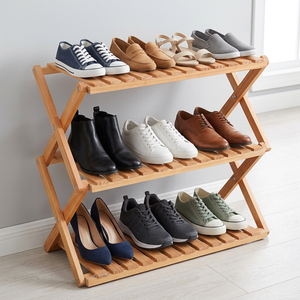 Quick Assembly 3-Tier Radiata Wooden <b>Shoe</b> <b>Rack</b>-Portable Modern Minimalist Freestanding Living Room <b>Shoe</b> <b>Storage</b> - Product Image 6