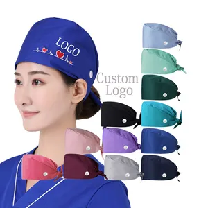Custom men back tie band industrial adult surgical head cap adjustable dental surgical cap dentist unisex nurse cap