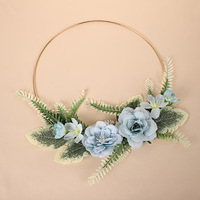 Couronne de fleurs artificielles pour porte d'entrée, roses et dahlias, décorations suspendues en verdure, pour la maison, mur, fenêtre, printemps, été