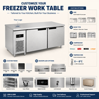 Table de travail commerciale sur mesure OEM en acier inoxydable pour congélateur, comptoir de préparation pour hôtel, restaurant, cuisine