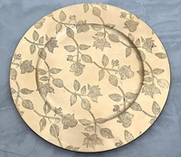Assiette de Présentation Moderne en Plastique PP Durable Effet Feuille Dorée pour Mariage