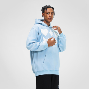 Sweat à capuche doublé pour homme, style streetwear, coupe oversize, 100% coton tricoté épais, pull d'hiver, motif lettres, impression en relief, sans cordon - Product Image 4