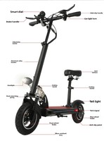 Yeni 10 inç yetişkin elektrikli Scooter koltuk ile katlanabilir elektrikli Scooter Commuting e-scooter için 350w güç scooter