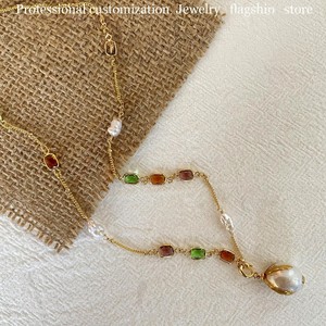 Colliers pendentifs en fausse perle de forme baroque, en alliage de zinc, sertis de pierres, pour femmes, à porter au quotidien - Product Image 1