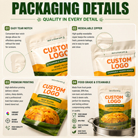 Sachets refermables personnalisés résistants aux hautes températures, de qualité alimentaire, avec logo, pour emballage de cuisson Moi Moi