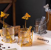 Support de rangement en verre pour cuillères à café et fourchettes, design créatif de luxe, avec logo personnalisé, transparent, ambre, gris, pour la cuisine - Vente en gros