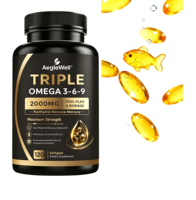 Aeglewell Oméga 3 6 9 Gélules Molles 2000mg Huile de Poisson, de Lin et de Bourrache Sans Mercure, Logo et Formule Personnalisés, Complément Alimentaire