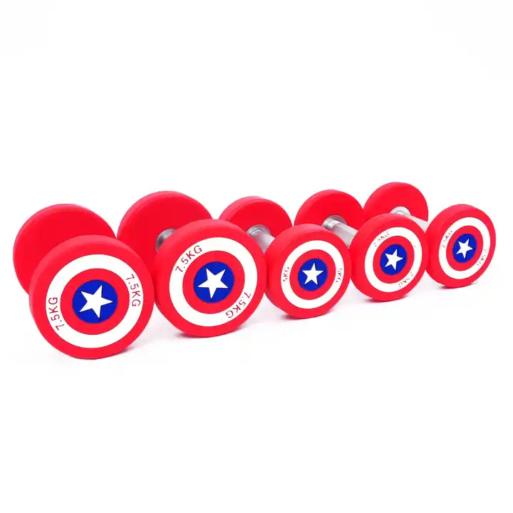 High Quality Gym Equipment PU Round American Captain Dumbbells Gym Free Weights Dumbbell