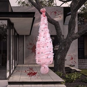 Oggetti di scena Horror di Halloween casa infestata gonfiabile capovolta 60 pollici spaventosi insanguinati finti cadavere decorazioni con ragnatela - Product Image 2