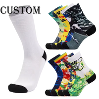 Chaussettes imprimées en 3D d'usine Design tendance Polyester Blanc Personnaliser Chaussettes d'impression personnalisées par sublimation