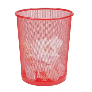 Hot Sale Circular Metal Mesh Bin Waste Paper Office Can Waste Bin Wastebasket Customized Logo Welding Round Paper Basket