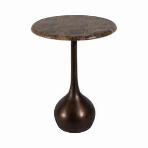 Marble Accent End <b>Table</b> Small <b>Round</b> <b>Side</b> <b>Table</b> For Bedroom Living Room Decor - Product Image 2