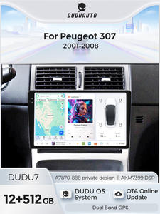 Mekede DUDUAUTO Car-play Auto Wifi 4G GPS Host pour support Dudu7 ADAS DVR pour Peugeot <span class=keywords><strong>307</strong></span> 2001-2008 TPMS Caméra arrière Caméra 360° - Product Image 1