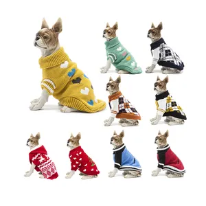 TC-2 a mano knit del progettista bianco a collo alto di grandi dimensioni Pet abbigliamento vestiti del cane animali domestici cappotto di lavoro a maglia Maglione con cappuccio