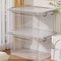 Boîte de rangement en plastique 52,5 * 37,5 * 24 cm, organisation de rangement à domicile, rangement pour pulls, avec couvercle, boîte blanche