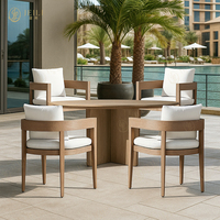 Ensemble de table et de chaises en teck moderne imperméable pour restaurant en plein air JEILI, meubles de dôme commerciaux pour hôtel, projet de villa en bord de mer