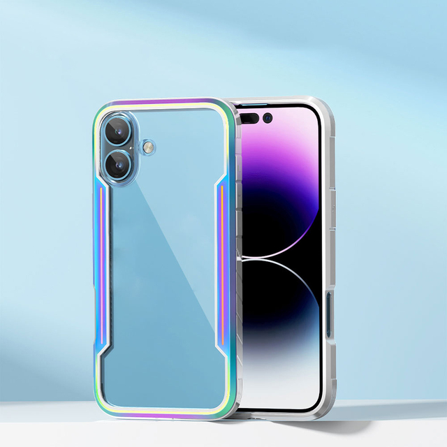 For iPhone 16 Plus New Model Anti-Drop TPU PC Aluminum Alloy Frame Mobile Phone Cover for iPhone 16 Pro Max Clear Phone Case