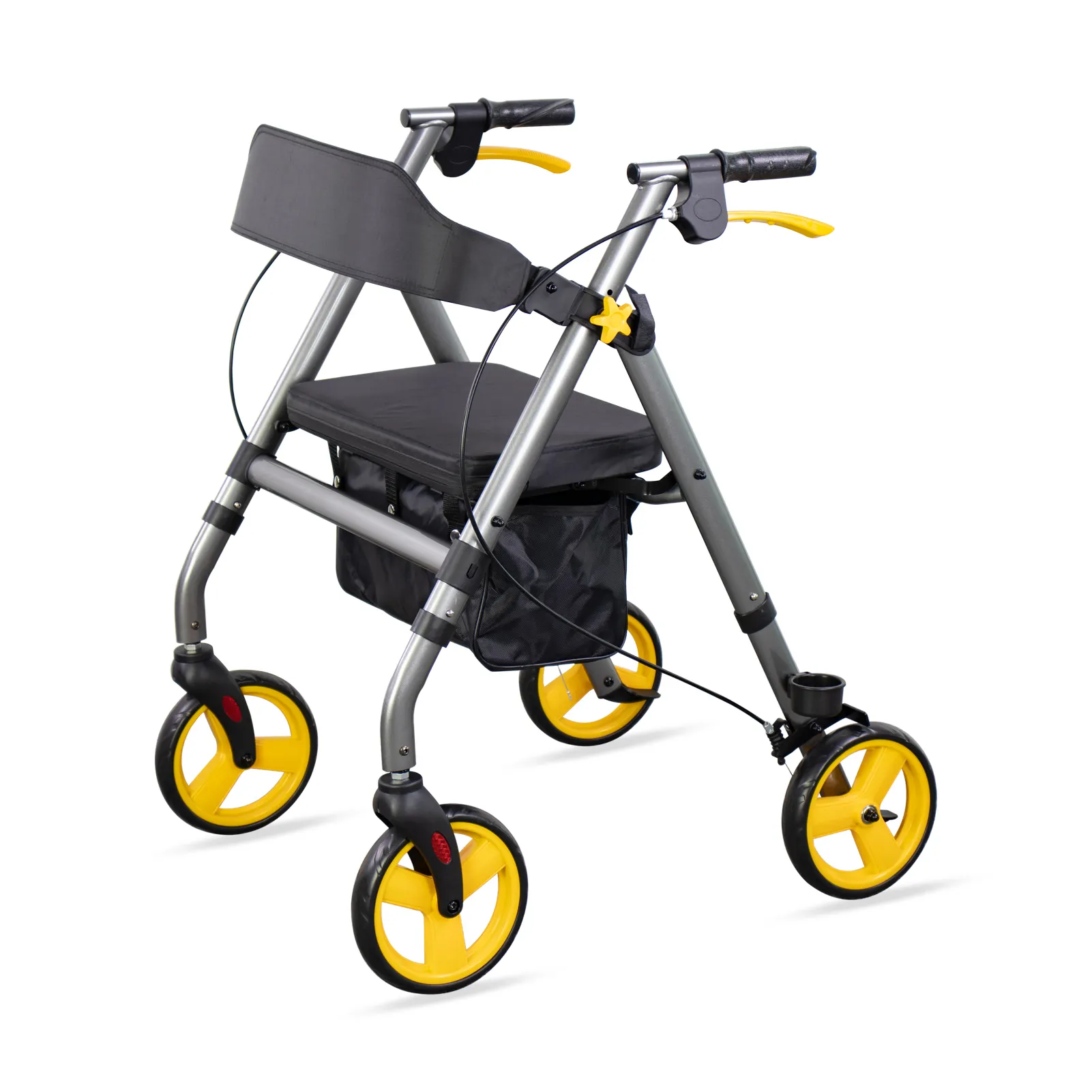 Alat bantu jalan untuk orang tua, Rollator serat karbon ringan lipat baja/Aloi aluminium portabel