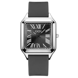 Montre étudiante de ville à quartz étanche en silicone avec boîtier en alliage de mode Goldie Square - Product Image 6