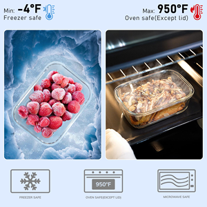 Rectangular Airtight Glass Food Storage Container with Leak-Proof Snap Latch <b>Lid</b> Top Lifting Design and Clip for Convenient Use - Product Image 4