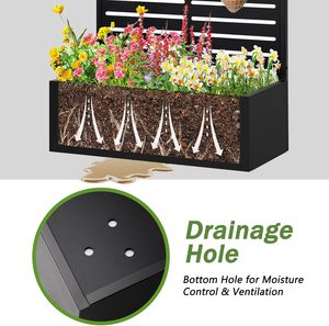 Jardinière surélevée en métal au design personnalisé avec treillis, gravure laser 3D, trous de drainage étanches et écran <span class=keywords><strong>d</strong></span>'intimité - Product Image 6
