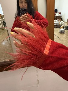 Nuovo Cardigan Lavorato a <span class=keywords><strong>Maglia</strong></span> a Maniche Lunghe in Tinta Unita per Donna con <span class=keywords><strong>Piume</strong></span> - Product Image 5