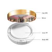 Vente en gros d'étuis à coussin d'air ronds en plastique de luxe à deux couches avec miroir pour crème BB/CC et blush, couleurs et logo personnalisés