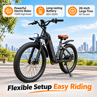 Vélo Électrique Fat Bike Personnalisable Chine, Moteur Brushless, Longue Autonomie 75 Miles, Batterie 48V 60V, Freins à Disque Doubles, Noir