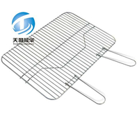 Grille de barbecue en acier inoxydable avec poignée pour grillades au charbon de bois en extérieur
