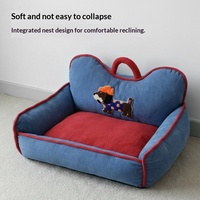 Nouveau Lit Nid Carré Rétro Toutes Saisons en Coton PP pour Chien et Chat, Coussin Amovible Épaissi pour Chiens Petits/Moyens - Marquage Privé Usine