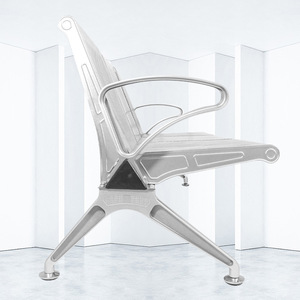 Silla de espera de acero inoxidable Bao Xian L83 para tres personas con pasamanos para uso en hospitales públicos y aeropuertos. - Product Image 2