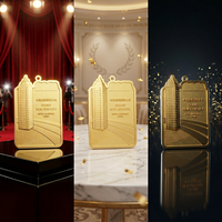 Trophée personnalisable en alliage métallique plaqué or, avec cordon coloré, pour récompenses d'hôtel et événements sportifs