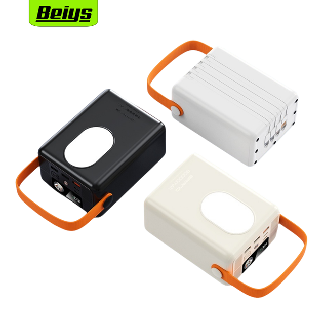 Large Capacity Portable Power Bank With Fast Charging 22.5W Built-in Camping Light Detachable Four Wire 80000mAh Power Bank