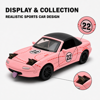 Voiture de sport MX-5 en métal moulé sous pression, modèle réduit OEM YZMODEL à l'échelle 1/36, cabriolet à rétrofriction avec phares escamotables, certifiée CE, cadeau pour enfants