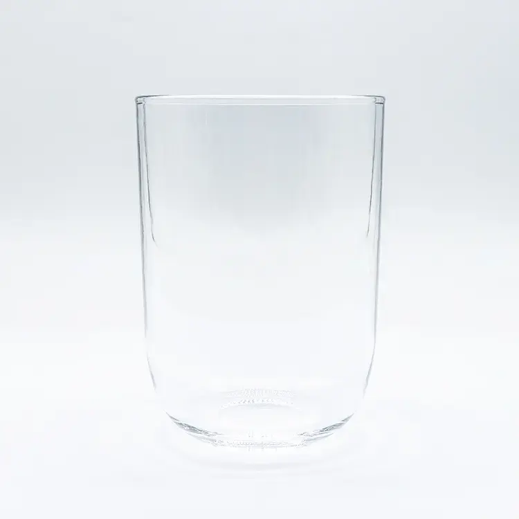 Wholesale doliform shape transparent glass candle cup with arc bottom for weddings decor