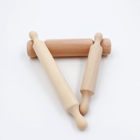 Offre Spéciale Mini rouleau à pâtisserie en bois cuisson Mini rouleau à pâtisserie non peint trompette pâte presse bâton outil de bricolage pour enfants14/17.8cm