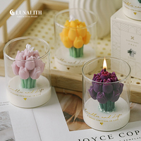 Lilin Aroma Romantis Kustom dalam Stoples Kaca Grosir Lilin Bentuk Bunga Tulip Elegan Set Hadiah Mewah untuk Dekorasi Rumah